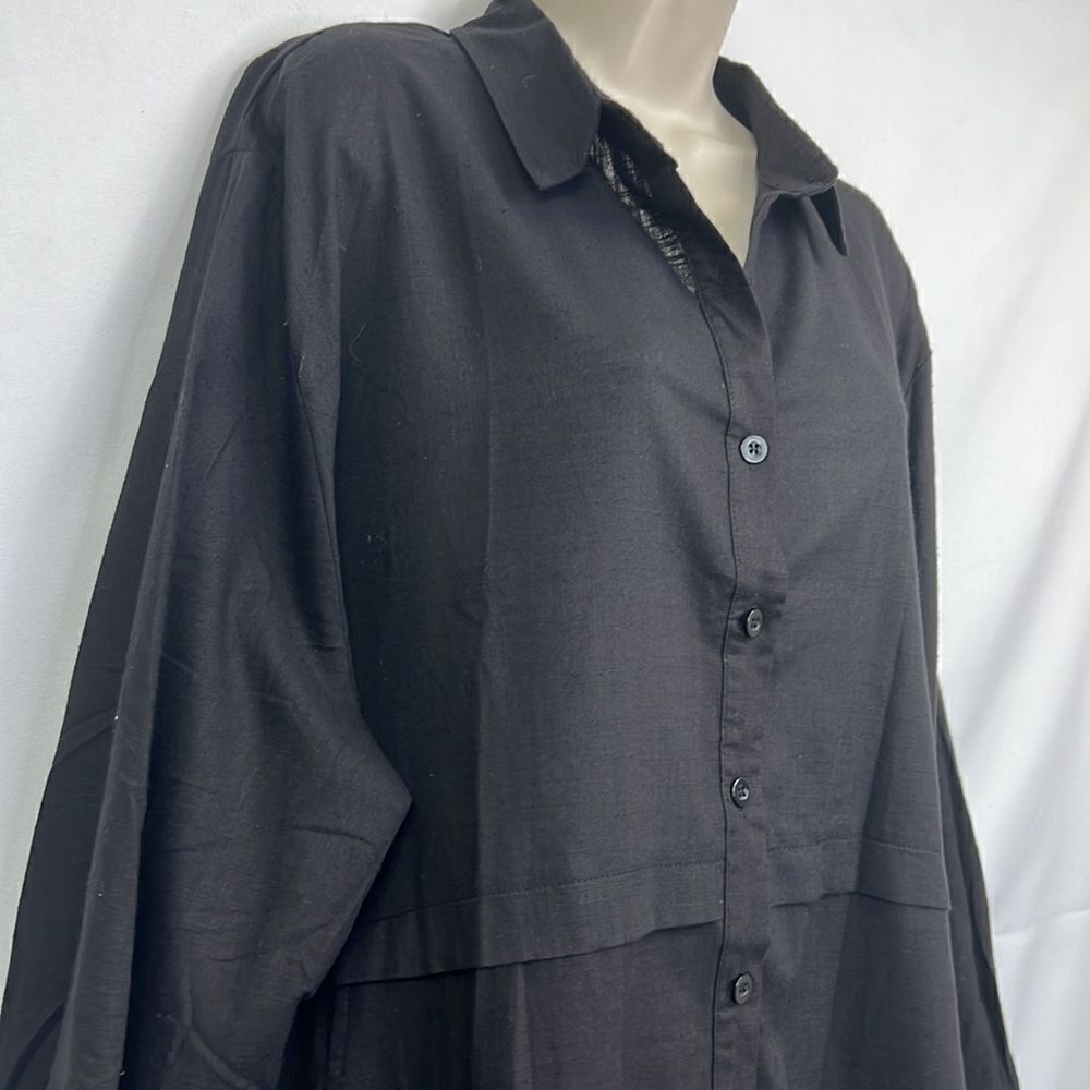 Hotouch black linen shirt dress coverup NWT size XXXL - Picture 5 of 12